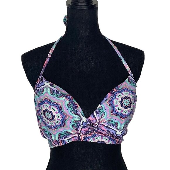 VICTORIA SECRET The Wrap Halter Bikini Top Multicolor 34D 56-7 - Picture 1 of 10